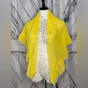 Vintage Glentex 1950s 60s Chiffon Shawl Ruffled Yellow